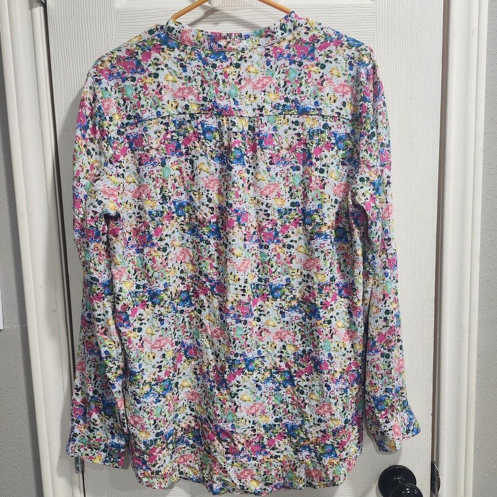 Kut From The Kloth Blouse S Colorful Abstract Floral Rayon Button Front Top - Picture 14 of 16